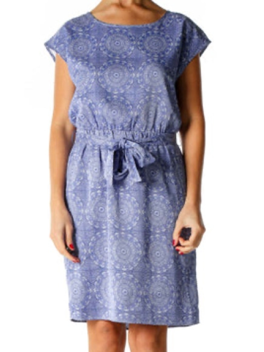 The Limited Women's Blue Patterned Tie-Waist Dress XL Tall